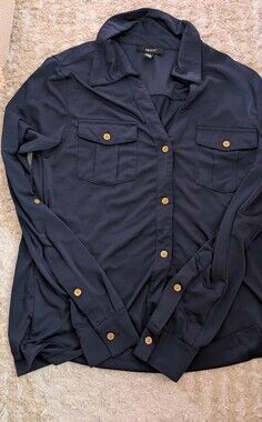 IMNYC Navy Button-Front Utility Shirt